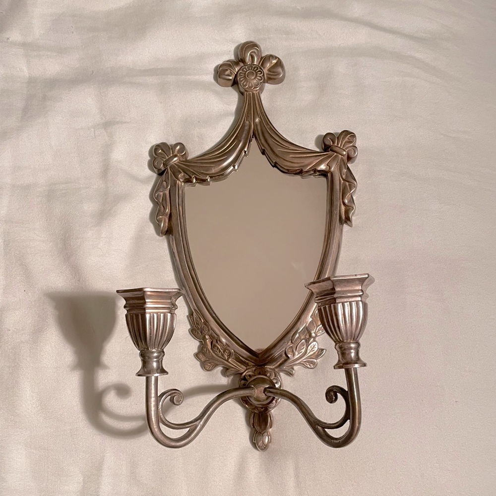 Vintage Wall Hanging Mirror with Candlesticks
